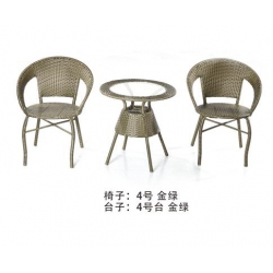 椅：4號金綠 臺：4號臺金綠 勝芳批發藤椅 藤椅茶幾組合 藤編椅子 陽臺桌椅 庭院桌椅 休閑桌椅 藤制家具 戶外家具 岳明達藤椅