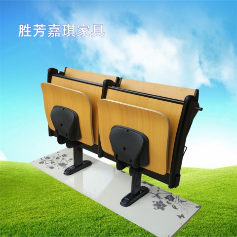 【嘉琪家具】廠家直供抽拉折疊桌面中間回彈階梯教室排椅 禮堂椅 聯排椅課桌椅