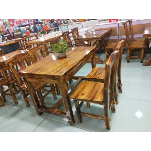 勝芳原生態火燒木家具批發 主題酒店桌椅 實木餐桌餐椅批發 桌面 戶外實木餐桌椅 原生態酒店家具 酒店家具 和合家具