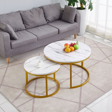 勝芳茶幾批發 不銹鋼 鐵藝 巖板 板式  茶幾 簡約現代北歐 茶桌 家用 小戶型 客廳 圓形桌子 高低組合 創意小茶臺  鑫尚億家具