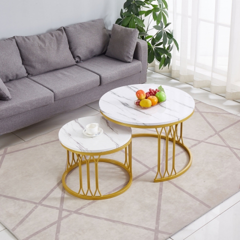 勝芳茶幾批發 不銹鋼 鐵藝 巖板 板式  茶幾 簡約現代北歐 茶桌 家用 小戶型 客廳 圓形桌子 高低組合 創意小茶臺  鑫尚億家具