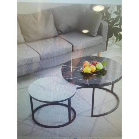 勝芳茶幾批發 不銹鋼 鐵藝 巖板 板式  茶幾 簡約現代北歐 茶桌 家用 小戶型 客廳 圓形桌子 高低組合 創意小茶臺  鑫尚億家具