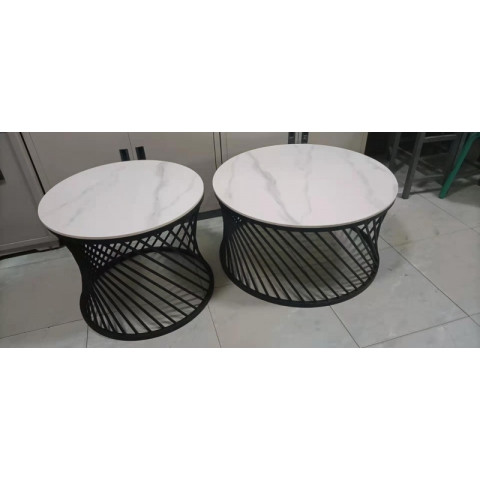 勝芳茶幾批發 不銹鋼 鐵藝 巖板 板式  茶幾 簡約現代北歐 茶桌 家用 小戶型 客廳 圓形桌子 高低組合 創意小茶臺  鑫尚億家具