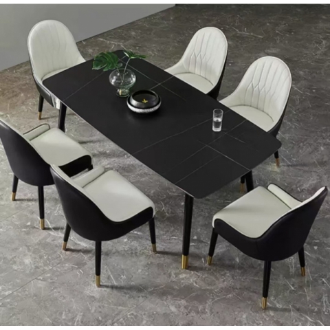 勝芳巖板餐桌批發 意式輕奢餐桌 亮光巖板餐桌 啞光巖板餐桌 餐廳餐桌椅 一桌四椅 巖板餐臺簡約餐桌 家用小戶型餐桌 現代餐桌椅  東順家具批發