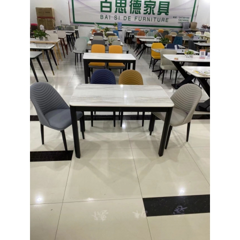 勝芳餐桌批發(fā) 理石餐臺(tái) 歐式餐桌椅 巖板餐臺(tái) 簡(jiǎn)約餐桌椅 小戶(hù)型理石餐桌  餐廳家具  百思德家具