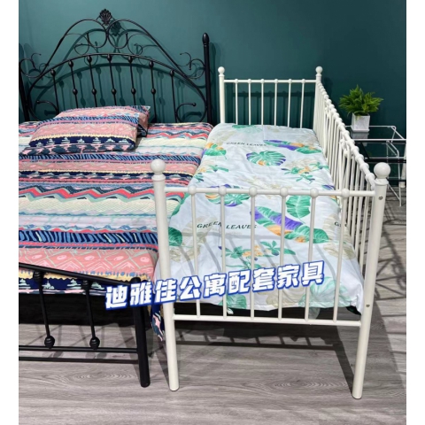 勝芳鐵床批發(fā) 歐式鐵藝床 復(fù)古旅館鐵架床 雙人床 酒店公寓床 臥室鐵架床 公主床 金屬床 迪雅佳公寓套房家具