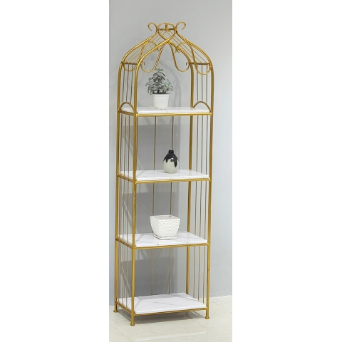 勝芳北歐鐵藝置物架 鳥籠置物架 客廳陽臺落地多層花架 服裝店包包架 金色展示架  正尚家具批發