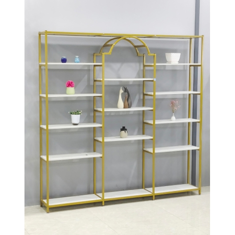 勝芳北歐鐵藝置物架 鳥籠置物架 客廳陽臺落地多層花架 服裝店包包架 金色展示架  正尚家具批發