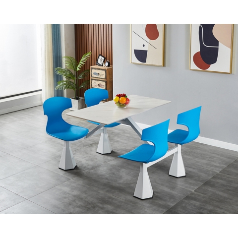 勝芳連體餐桌批發 新款塑料椅背 喇叭口腿四連體 四連體 餐桌椅 食堂連體桌 快餐桌椅 學生餐桌椅 肯德基餐桌 志強家具