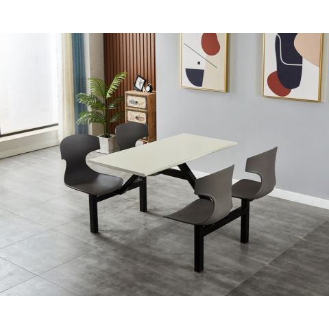 勝芳連體餐桌批發 新款塑料椅背 喇叭口腿四連體 四連體 餐桌椅 食堂連體桌 快餐桌椅 學生餐桌椅 肯德基餐桌 志強家具