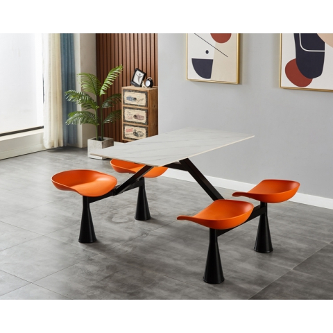 勝芳連體餐桌批發 新款塑料椅背 喇叭口腿四連體 四連體 餐桌椅 食堂連體桌 快餐桌椅 學生餐桌椅 肯德基餐桌 志強家具