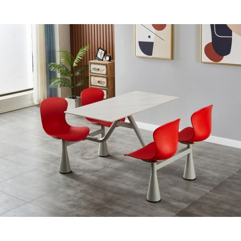 勝芳連體餐桌批發 新款塑料椅背 喇叭口腿四連體 四連體 餐桌椅 食堂連體桌 快餐桌椅 學生餐桌椅 肯德基餐桌 志強家具