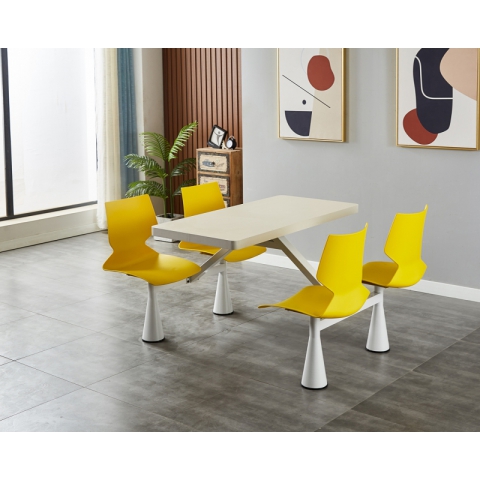 勝芳連體餐桌批發 新款塑料椅背 喇叭口腿四連體 四連體 餐桌椅 食堂連體桌 快餐桌椅 學生餐桌椅 肯德基餐桌 志強家具