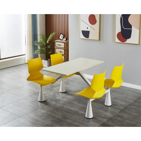 勝芳連體餐桌批發 新款塑料椅背 喇叭口腿四連體 四連體 餐桌椅 食堂連體桌 快餐桌椅 學生餐桌椅 肯德基餐桌 志強家具