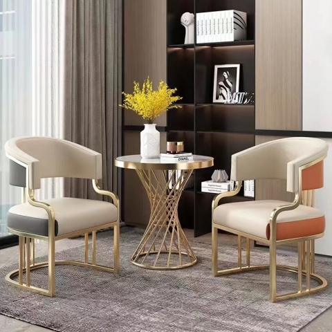 勝芳休閑輕奢桌椅批發(fā)，咖啡桌椅，網(wǎng)紅桌椅，洽談，接待桌椅，鈦金桌椅，北歐鈦金桌椅，正尚家具