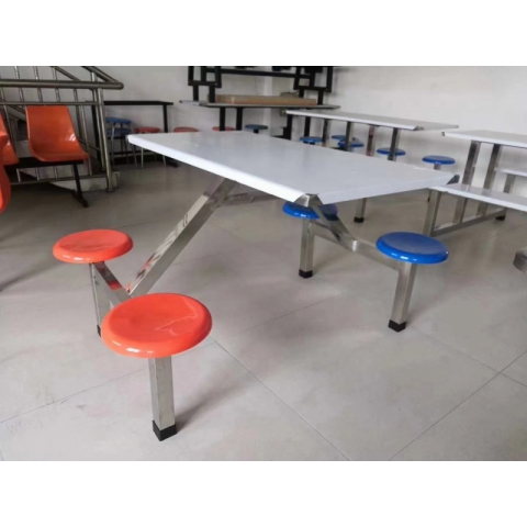 勝芳連體餐桌批發 不銹鋼餐桌椅 四連體 餐桌椅 食堂連體桌 快餐桌椅 學生餐桌椅 肯德基餐桌 志強家具