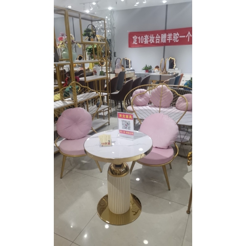 勝芳休閑輕奢桌椅批發(fā)，咖啡桌椅，網(wǎng)紅桌椅，洽談，接待桌椅，鈦金桌椅，北歐鈦金桌椅，正尚家具