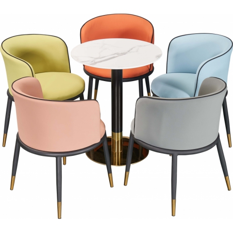 勝芳休閑輕奢桌椅批發 卡座 咖啡桌椅 網紅桌椅 酒店家具 軟包椅 接待桌椅 鈦金桌椅 北歐鈦金桌椅 岳明達家具