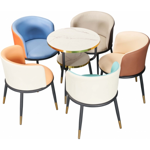 勝芳休閑輕奢桌椅批發 卡座 咖啡桌椅 網紅桌椅 酒店家具 軟包椅 接待桌椅 鈦金桌椅 北歐鈦金桌椅 岳明達家具