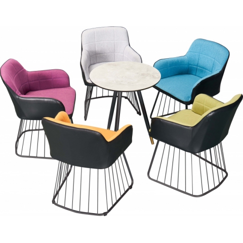 勝芳休閑輕奢桌椅批發 卡座 咖啡桌椅 網紅桌椅 酒店家具 軟包椅 接待桌椅 鈦金桌椅 北歐鈦金桌椅 岳明達家具