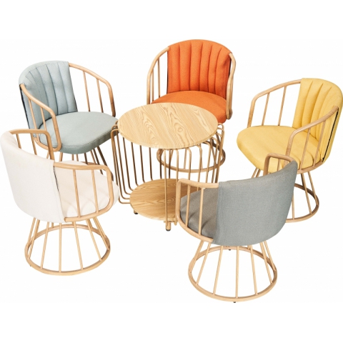 勝芳休閑輕奢桌椅批發 卡座 咖啡桌椅 網紅桌椅 酒店家具 軟包椅 接待桌椅 鈦金桌椅 北歐鈦金桌椅 岳明達家具