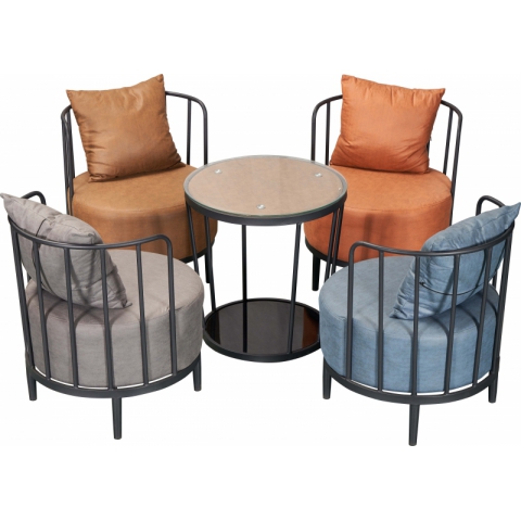 勝芳休閑輕奢桌椅批發 卡座 咖啡桌椅 網紅桌椅 酒店家具 軟包椅 接待桌椅 鈦金桌椅 北歐鈦金桌椅 岳明達家具