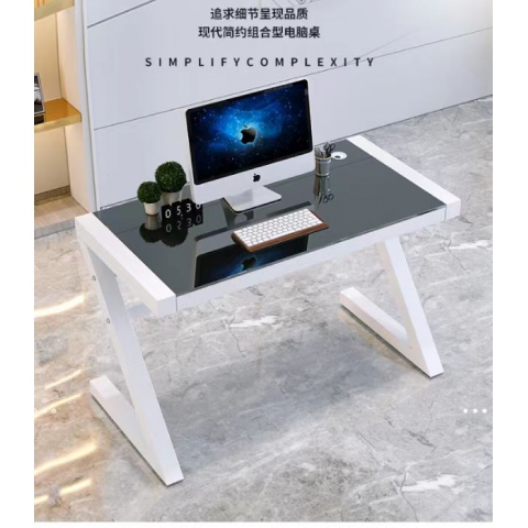 勝芳書桌批發簡約鋼化玻璃電腦桌臺式烤漆創意寫字臺兒童學習桌Z型辦公書桌全美家具