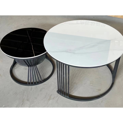 勝芳巖板茶幾批發 套幾 大小圓 組合圓茶幾 簡約 網紅茶幾 輕奢茶幾 巖板茶幾 鐵藝茶幾 宏鎧家具