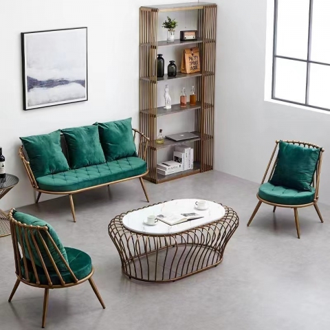 勝芳輕奢現代鐵藝沙發  小戶型網紅沙發 工作室接待組合沙發 現代簡約沙發 服裝店 辦公室 會客沙發  正尚家具批發