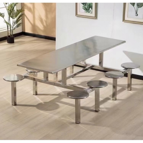 勝芳連體餐桌椅批發  不銹鋼餐桌 八連體餐桌椅 食堂餐桌 食堂連體桌椅 快餐桌椅 四腿連體桌 四連體 學生餐桌椅 萬眾家具