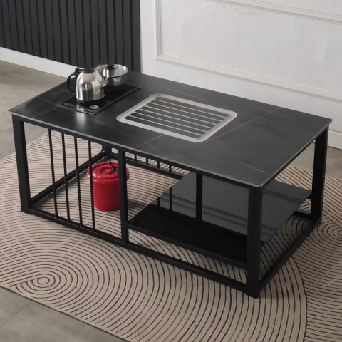 勝芳巖板茶幾批發 巖板茶臺 火燒石茶臺 功夫茶桌 巖板茶幾辦公茶幾 家用茶幾 鐵藝茶幾 騰飛家具