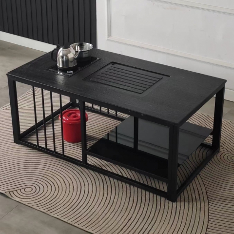 勝芳巖板茶幾批發 巖板茶臺 火燒石茶臺 功夫茶桌 巖板茶幾辦公茶幾 家用茶幾 鐵藝茶幾 卓然家具