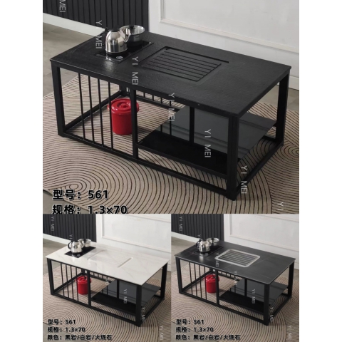 勝芳巖板茶臺批發巖板茶臺火燒石茶臺一體茶臺巖功夫茶桌 泡茶桌飲茶桌品茶桌巖板茶幾辦公茶幾家用茶幾鐵藝茶幾  宜美家具