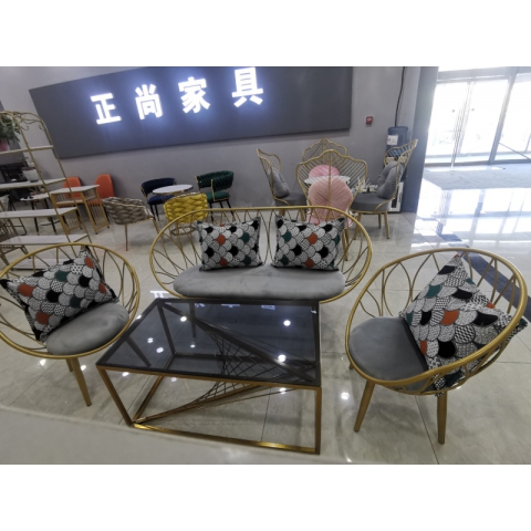 勝芳輕奢現代鐵藝沙發  小戶型網紅沙發 工作室接待組合沙發 現代簡約沙發 服裝店 辦公室 會客沙發  正尚家具批發