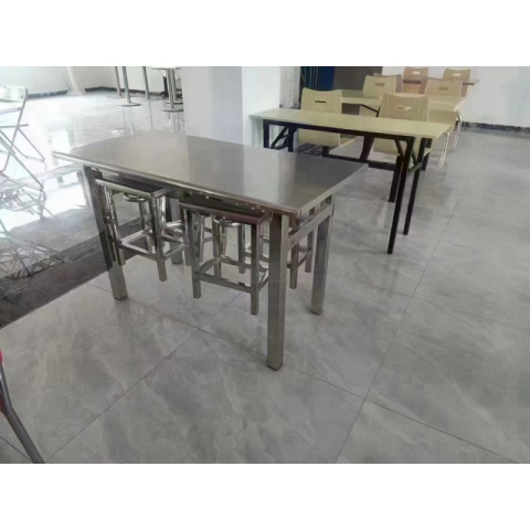 勝芳連體餐桌椅批發  不銹鋼餐桌 連體餐桌椅 食堂餐桌 食堂連體桌椅 快餐桌椅 四腿連體桌 四連體 學生餐桌椅 萬眾家具