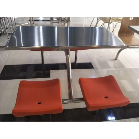 勝芳連體餐桌椅批發  不銹鋼餐桌 連體餐桌椅 食堂餐桌 食堂連體桌椅 快餐桌椅 四腿連體桌 四連體 學生餐桌椅 萬眾家具