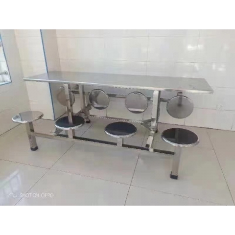 勝芳連體餐桌椅批發  不銹鋼餐桌 連體餐桌椅 食堂餐桌 食堂連體桌椅 快餐桌椅 四腿連體桌 八連體 學生餐桌椅 萬眾家具