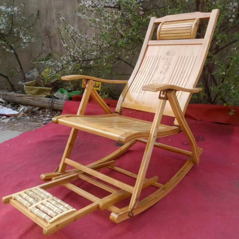 勝芳竹躺椅 折疊  搖搖椅 家用竹椅 午休 涼椅 懶人椅 老人陽臺椅 休閑逍遙藤搖椅   中正陽家具