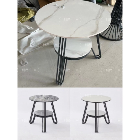 勝芳利民家具 咖啡臺批發雙層咖啡桌咖啡臺巖板茶幾 洽談桌小圓桌洽談桌休閑桌