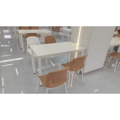 勝芳連體餐桌椅批發  食堂餐桌 食堂連體桌椅 快餐桌椅 四腿連體桌 四連體 學生餐桌椅 萬眾家具