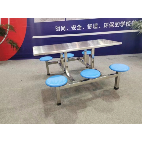 勝芳連體餐桌椅批發  不銹鋼連體桌椅 六連體餐桌椅 食堂餐桌 食堂連體桌椅 快餐桌椅 四腿連體桌 四連體 學生餐桌椅 萬眾家具