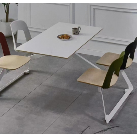 勝芳連體餐桌椅批發  食堂餐桌 食堂連體桌椅 快餐桌椅 四腿連體桌 四連體 學生餐桌椅 萬眾家具