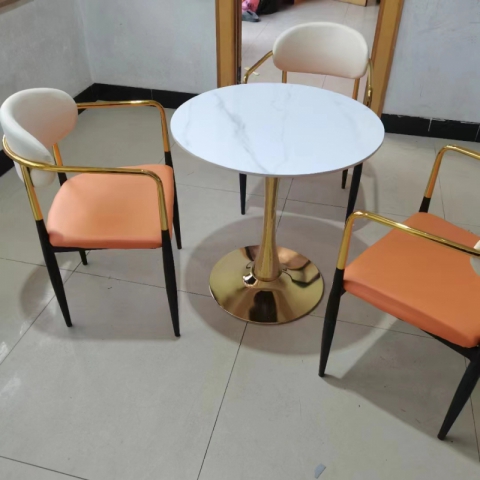勝芳休閑輕奢桌椅批發 咖啡桌椅 網紅桌椅 洽談 接待桌椅 鈦金桌椅 北歐鈦金桌椅 辰宇家具