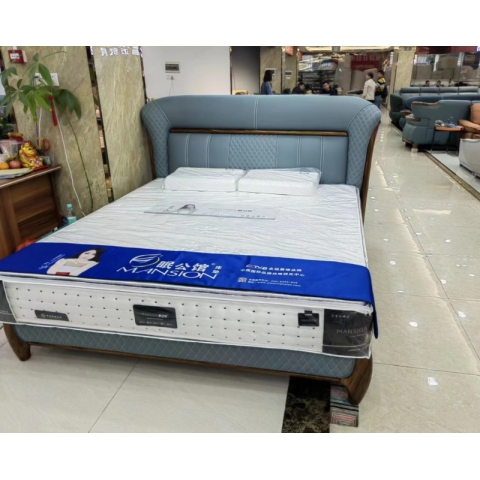 香河實木大床 烏金木牛皮套房大床 婚床 實木大床 烏金木大床 廣東生產香河倉庫現貨直發 香河潤澤家具