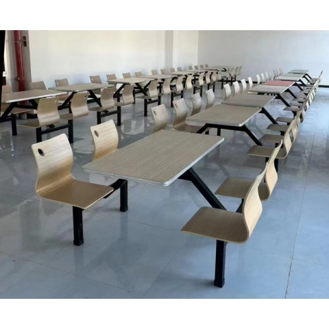 勝芳快餐桌椅 學校餐廳 鋼木餐桌椅 連體桌椅  食堂餐桌 飯店餐桌 企業單位餐廳 鋼木家具 酒店家具 餐廳家具 中慶德家具