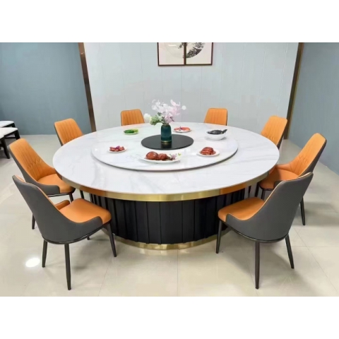 勝芳酒店家具批發 巖板餐桌 酒店圓桌 宴會桌 餐廳飯桌餐桌 建明家具