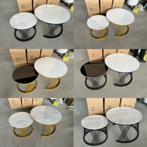 勝芳巖板茶幾批發 套幾 大小圓 組合圓茶幾 簡約 網紅茶幾 輕奢茶幾 巖板茶幾 鐵藝茶幾 元昊家具