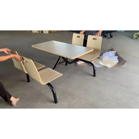 勝芳連體餐桌椅批發  食堂餐桌 食堂連體桌椅 快餐桌椅 四腿連體桌 四連體 學生餐桌椅 萬眾家具