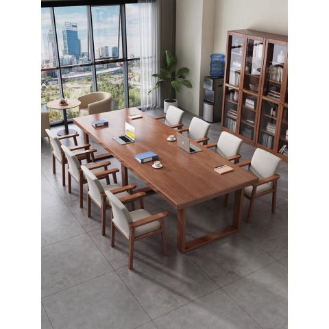 香河會議桌批發 實木會議桌 圖書室桌椅 閱覽室桌椅 自習室桌椅 圖書室閱覽室配套家具 圖書館 潤澤家具