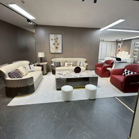 香河實木沙發 豪華輕奢鋼琴烤漆彎扶手沙發 廣東生產香河倉庫現貨直發 香河潤澤家具